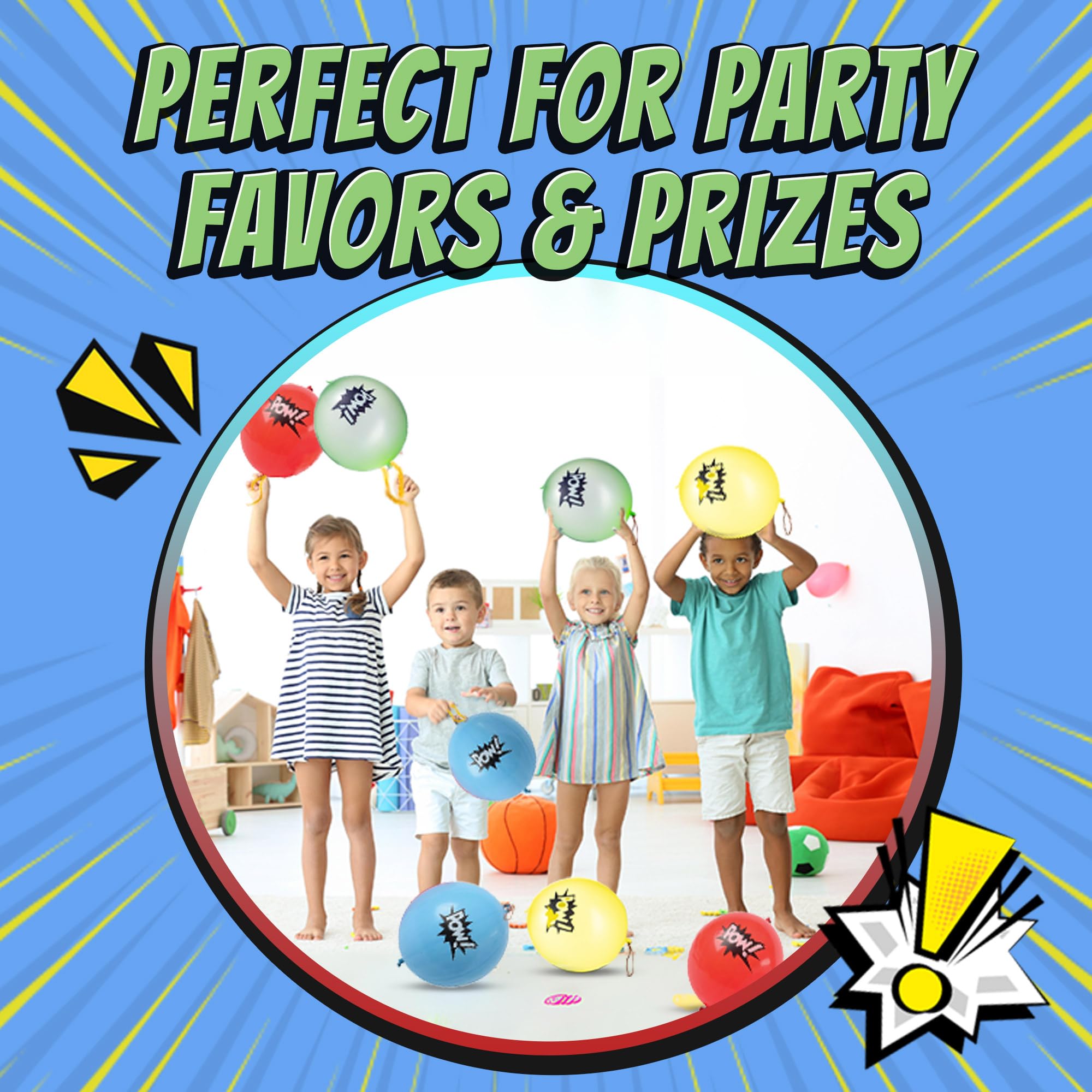 Superhero Punch Balloons - Pack of 24 Bulk, Large Punching Balloons for Kids, Inflatable Punch Balls for Carnival Prizes, Goodie Bag Stuffers for Kids, Superhero Theme Birthday Party Favors Toys